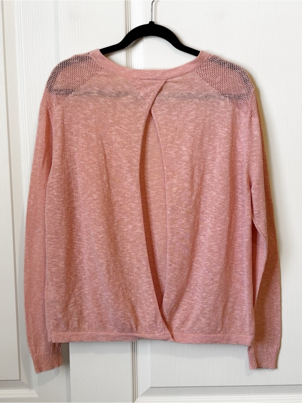 Roxy Peachy Pink Open Back Find Your Wings Lightweight Pullover Crewneck Sweater